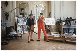 Pablo Picasso with French model Bettina Graziani in his Cannes Villa, La Californie 1955